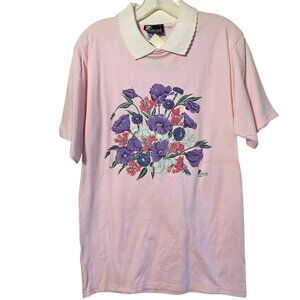 90s Jerzees Medium Polo Shirt Grandma Cottage USA Coquette Vintage Deadstock